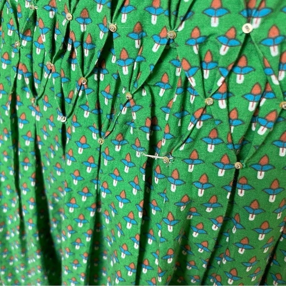 Vintage Bohemian Printed Floral Fit and Flare Strapless Cotton Dress Sequins - Picture 8 of 16